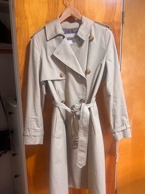 Mango Light Beige Double-Breasted Trench Coat